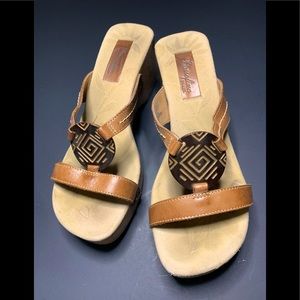 Ladies leather wedge shoes